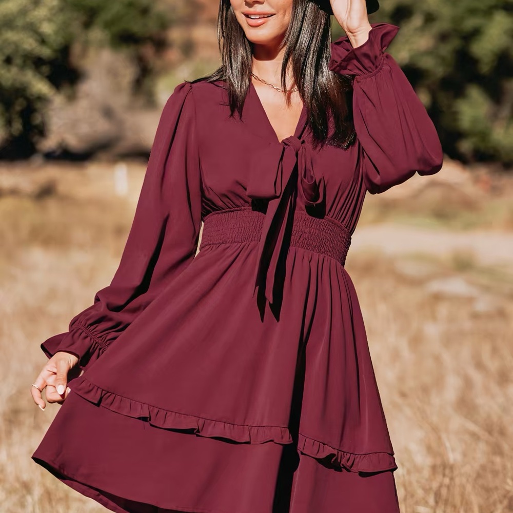 Cupshe Red Ruffled Tie Front Sundress